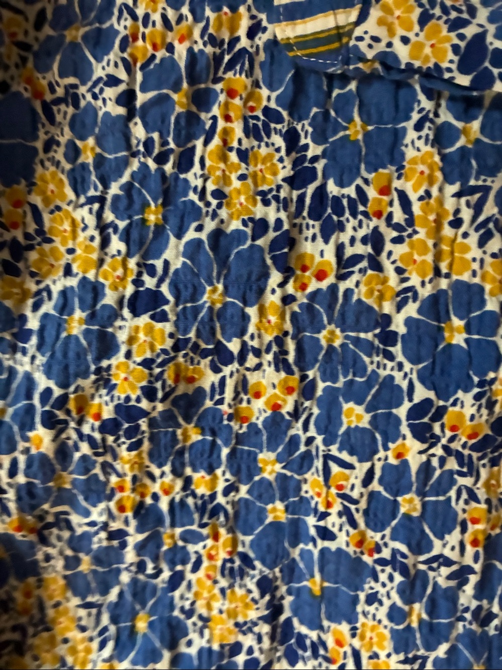 Blue and Yellow Floral Button-Up women’s shirt - Picture 4 of 8